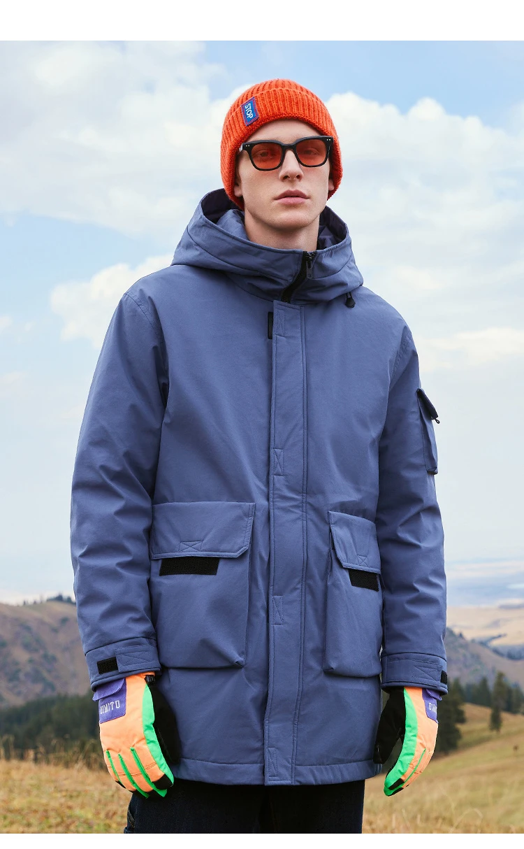 Pioneer Camp Winter Men Long Down Jacket Duck Thick Hooded Causal Pocket Warm Coats for Male AYR901561