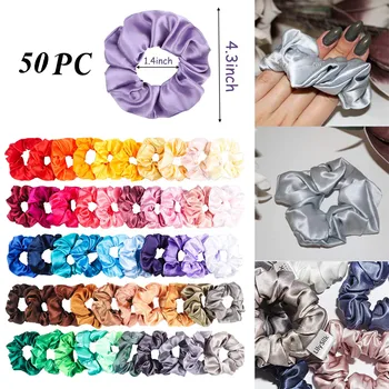 

Professional hair styling tools accessories Solid Color Silk Satin Hair Band Suitable For Women's Ponytail 50PCS D301106