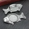 2pcs 20mm Inner Size Antique Silver And Antique Bronze Colors Plated Brooch Pin Fish Style Cabochon Base Setting ► Photo 2/6