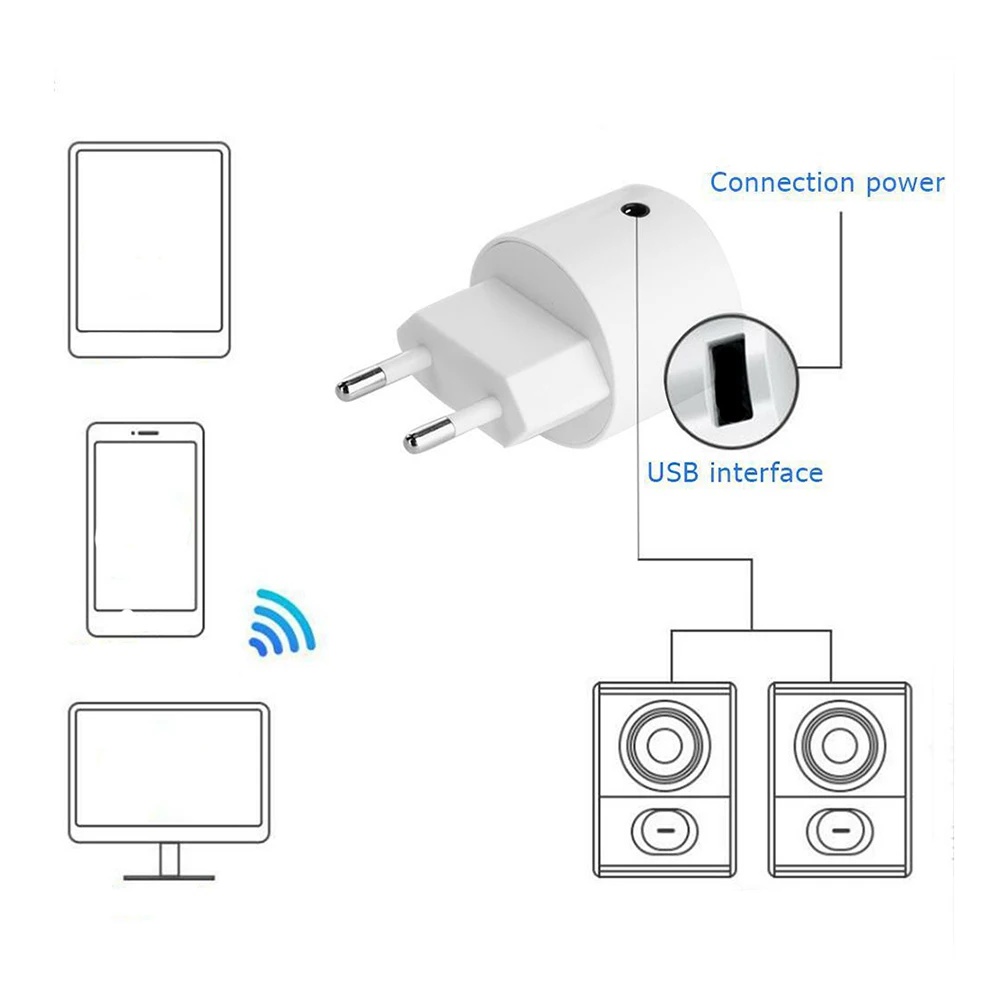 Bluetooth приемник V4.2 аудио адаптер для зарядного устройства переменного тока белый цвет 110 В до 240 В Белый Цвет ЕС США штекер с USB и 3,5 мм порт