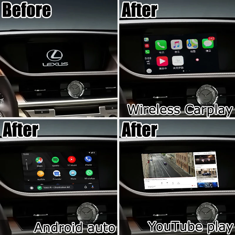 Андроид/Carplay интерфейс коробка для Lexus ES 2012 2018 8 дюймов дисплей видео с GVIF LVDS ES200 ES250