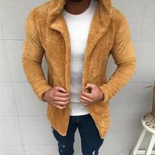Мужской свитер с капюшоном, пальто, повседневные осенние меховые толстые теплые толстовки, мужской кардиган, пальто с длинным рукавом, однотонная одежда