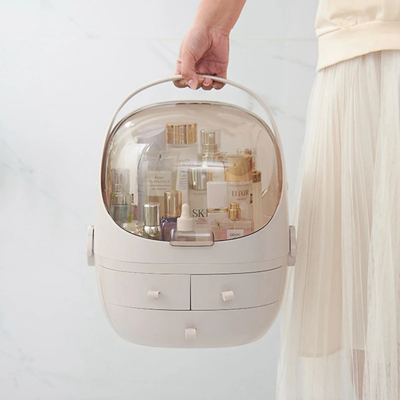 Clamshell 3 ящика туалетный столик округлый макияж держатель коробка для хранения губной помады органайзер для косметики украшений