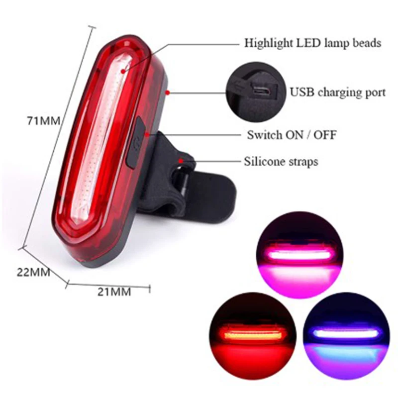 120Lm Bike Light USB Rechargeable Bicycle Taillight Waterproof Night Riding Safety Warning LED Cycling Rear Light Bike Accessory