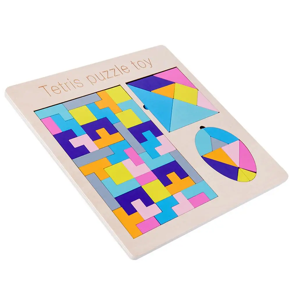 

Multi-functional Tetris Puzzle Blocks Montessori 3 in 1 Math Game 3D Wooden Jigsaw Board Puzzle Toys Gift for Children Kids