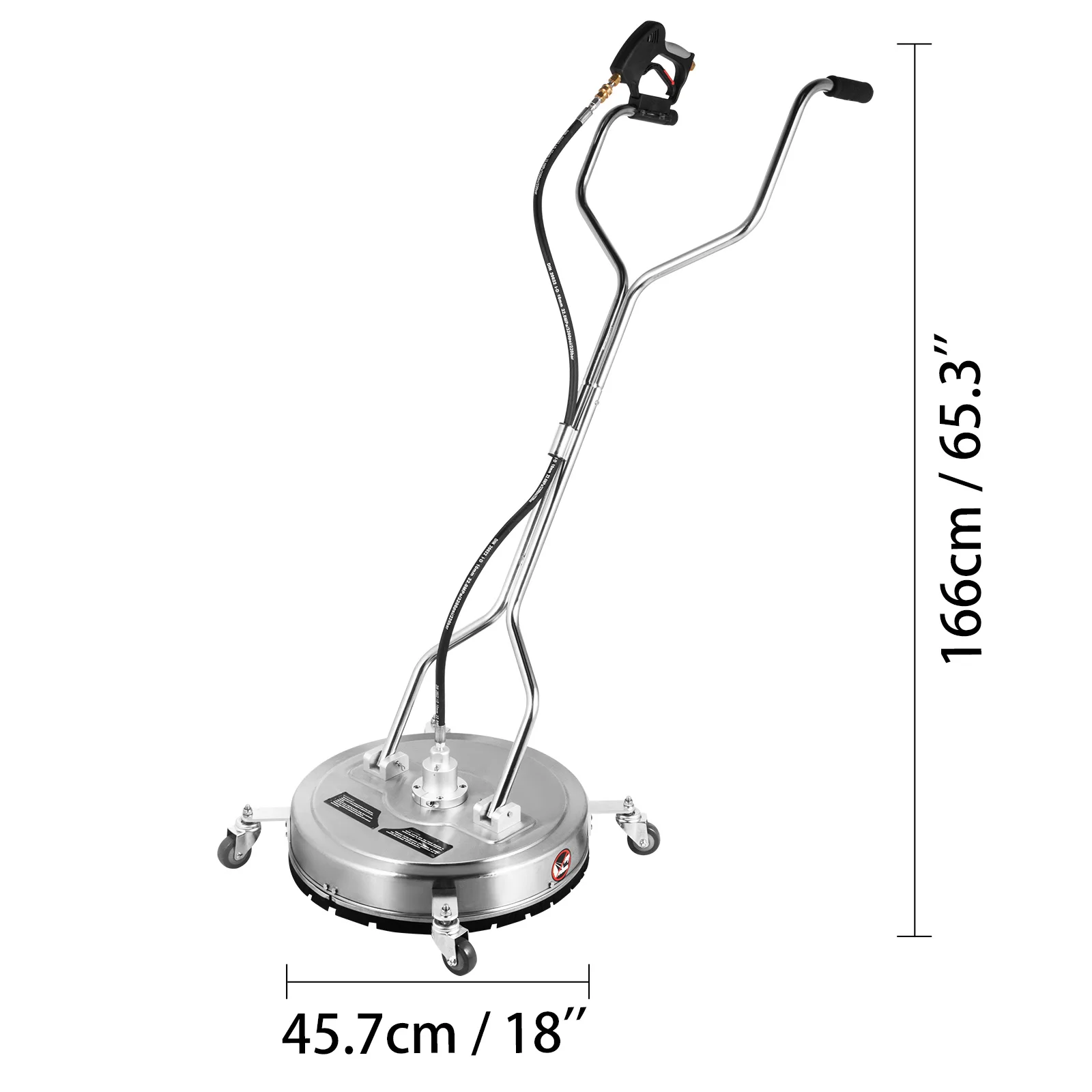 VEVOR 18-24 Inch Flat Surface Cleaner W/ 3 Nozzle Stainless Steel 4000PSI Pressure Washer Rotating Flat Surface Cleaning Machine