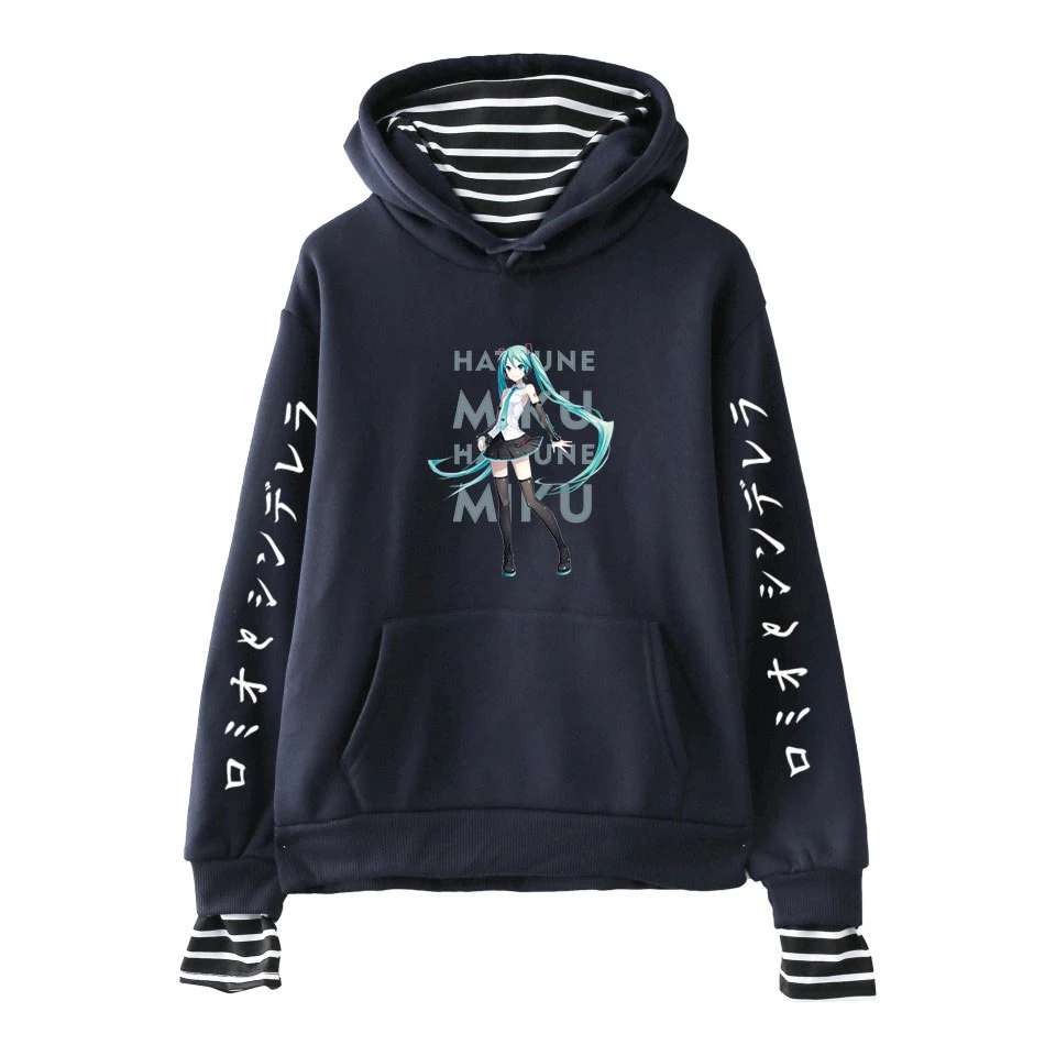 Hatsune Miku поддельные два предмета толстовка с капюшоном модные повседневные женские толстовки с капюшоном; сезон осень-зима эксклюзивная одежда в стиле хип-хоп 2XL