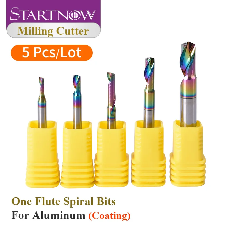 Startnow 5Pcs/Lot DLC Coating Milling Cutters For Aluminium One Flute Spiral Bits End Mill Engraving CNC Router Bit | Инструменты