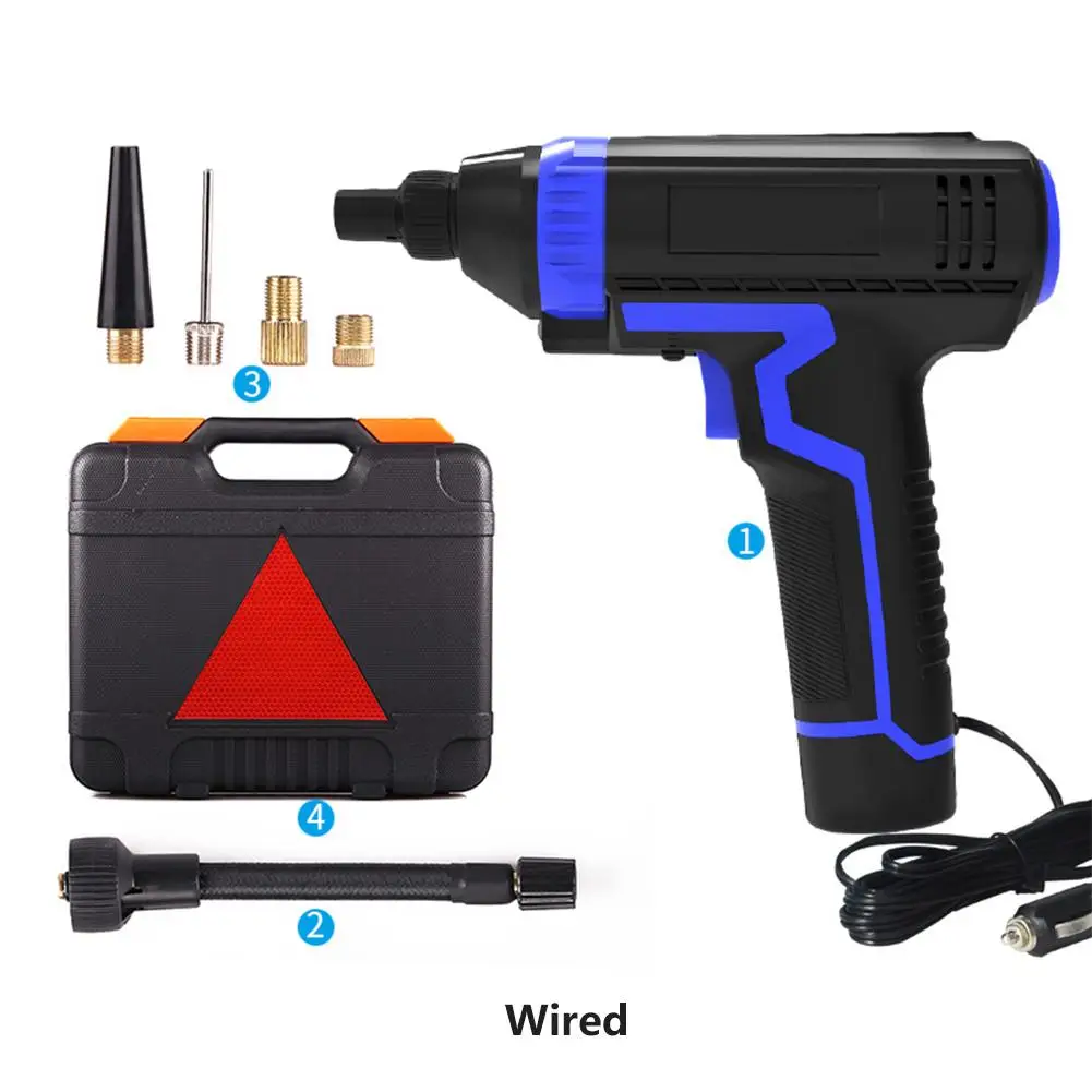 Портативный интеллектуальный цифровой зарядный беспроводной автомобильный воздушный насос портативный насос для шин Электрический светодиодный автомобильный воздушный компрессор - Название цвета: wire