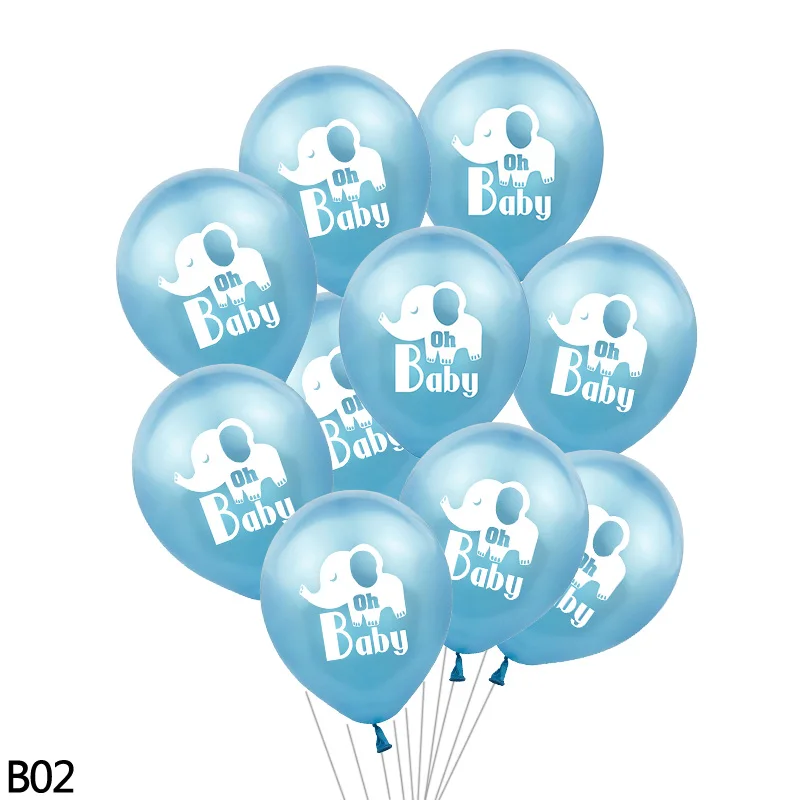 B02-10pcs 10 шт. 12 дюймов синий розовый слон латексные шары и красочные конфетти шары для душа ребенка Дети День Рождения Декор воздушные шары - Цвет: B02-10pcs