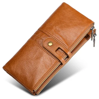 

Long Purse Women Fold Women Wallets Genuine Leather Clutch Bag Female Zipper Cowskin Wallet Ladies Card Holder Phone Purse