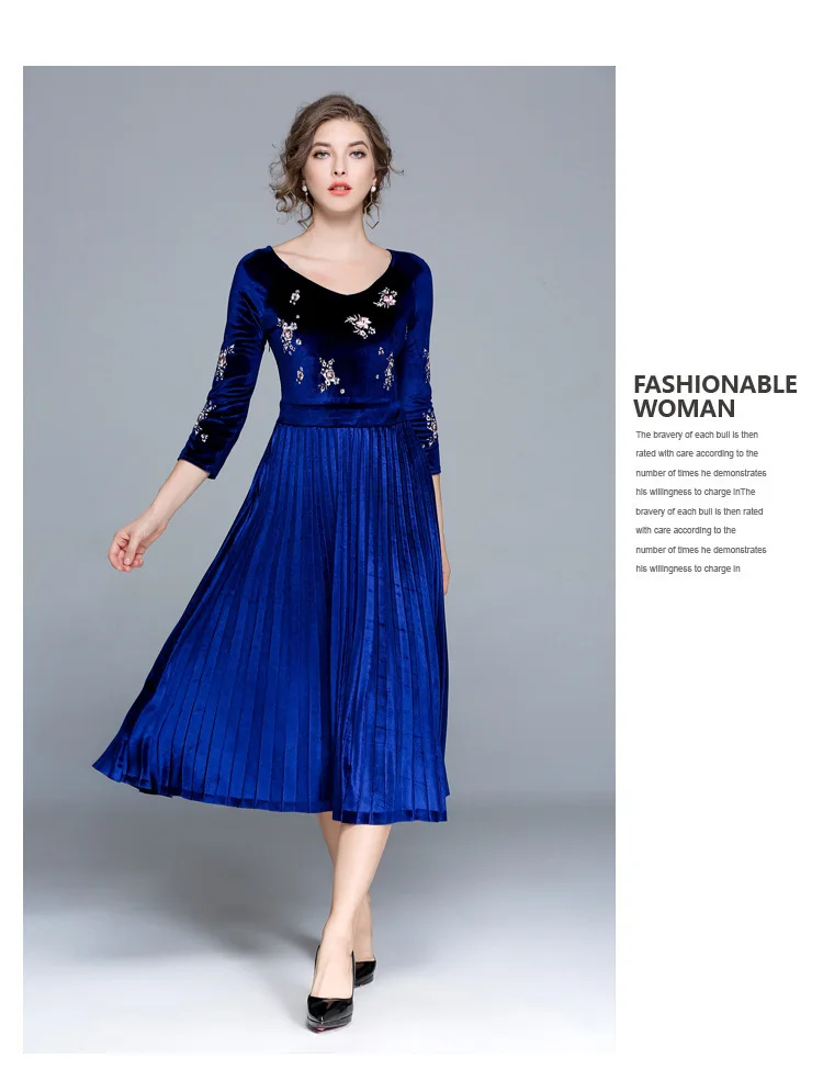 Элегантное женское красное бархатное зимнее платье с вышивкой, vestido de festa, рокабилли, плиссированное теплое рождественское платье Kerst Jurk K6143