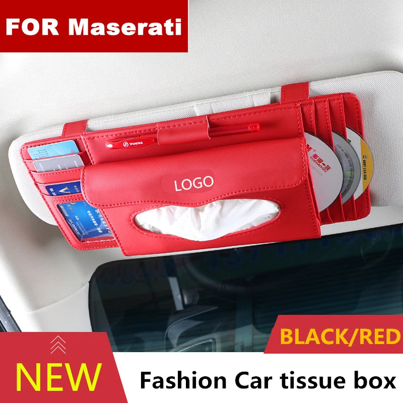 

Fashion Car Styling Quality PU Multifunctional sunshade tissue box type pendant tissue box For Maserati logo Ghibli Quattroporte