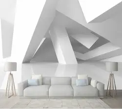 Бесплатная доставка на заказ росписи современный минималистский 3D пространственных геометрический Архитектура Гостиная фон обои отель