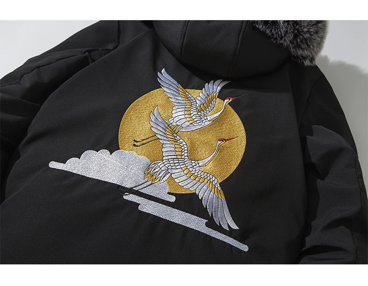 New Winter Jacket Fur Collar Hooded Military Down Jackets Coats Men Thicken Warm Long Parkas Casual Mens Embroidery Jacket