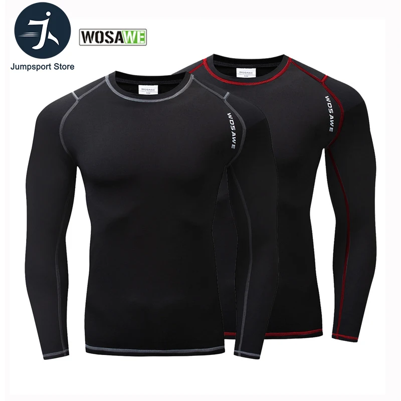 

WOSAWE Winter Cycling Jerseys Men Long Johns Thermal Underwear Fleece Undershirt Long Sleeve Bike MTB Motocross Downhill Jersey