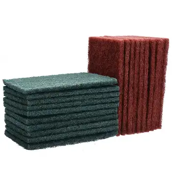 

20pcs 15*10*0.9cm Green/Red Abrasive Finishing Polish Pads Grinding Rust Decontamination Dish Towel Kitchen Cleaning Cloth