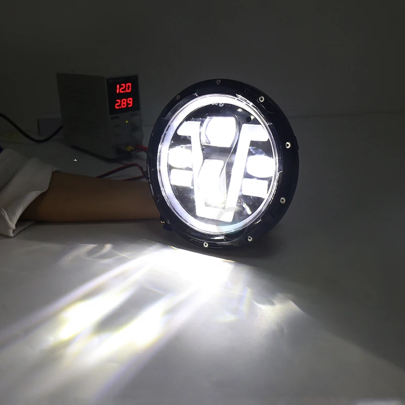 7 дюймов светодиодные фары Hi/Low Beam Koplamp Led faros 4x4 ангельские глазки указатели поворота для jeep Land rover Lada niva hummer H1 H2