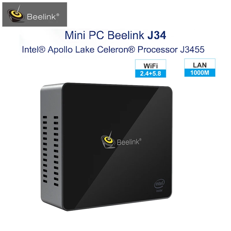 Beelink J34 Intel Apollo Lake Celeron J3455 Мини ПК 8 Гб DDR3L 512 ГБ SSD Intel HD Graphics 500 2,4 ГГц+ 5,8 ггц WiFi 1000 Мбит/с USB3.0