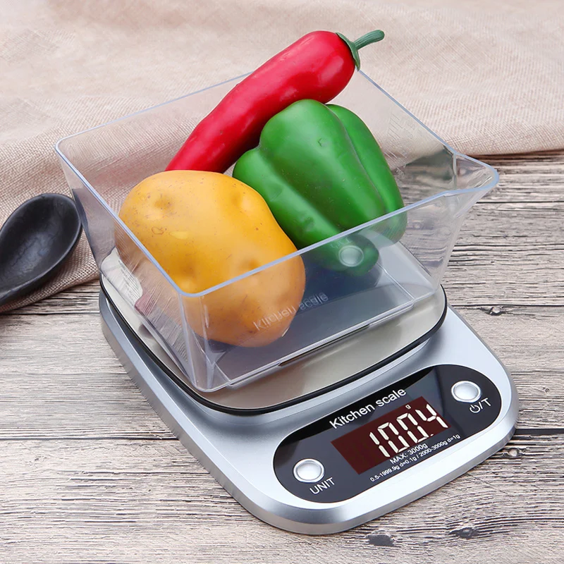 Digital Scale Stainless Steel 10kg/1g with Tray Cooking Tool Mini Scale Practical Electronic Jewelry Kitchen Scale Bar