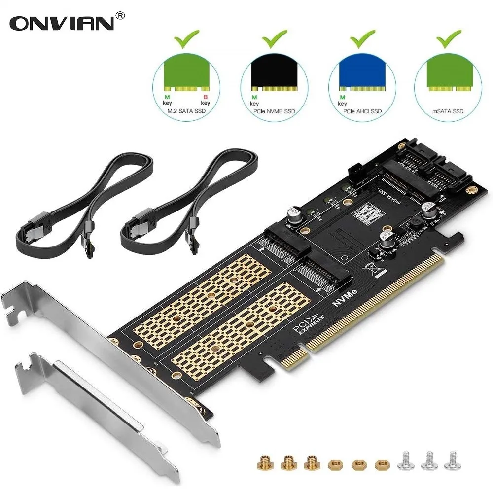 3 в 1 адаптер для SSD накопителя NGFF и mSATA M.2 NVME на PCIe 16X/M.2 SATA|Платы расширения| |