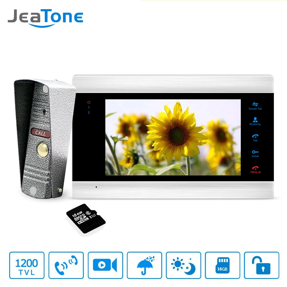 Billig 7 zoll Touch Taste Video Türklingel Intercom Wasserdichte Tür sprechanlage 1 monitor + 1 türsprechanlage + 16G SD karte Kostenloser Versand