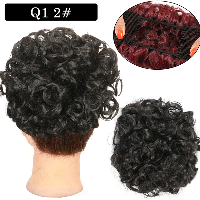 Synthetic Curly Elastic Band Chignon Plastic Comb Clips in Hair Extension Hair Bun Updo Cover Hairpieces Hair Accessories Q1 2