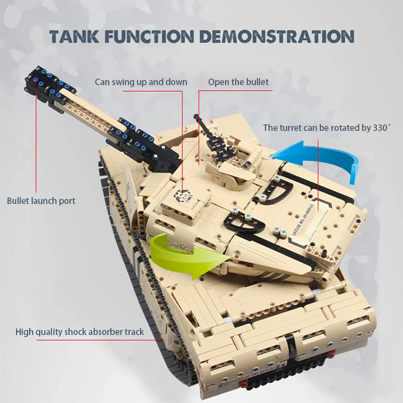 1276 шт. Детский конструктор Technic RC серии M1A2 2 4G|Блочные конструкторы| |