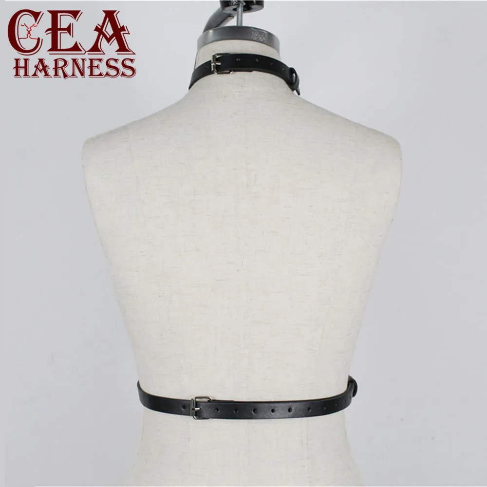 CEA.HARNESS, женский пентаграмма, в стиле панк, из искусственной кожи, ремни для бюстгальтера, сексуальное белье, для тела, связывание, клетчатый Бралетт, готический бюстгальтер, подвязки