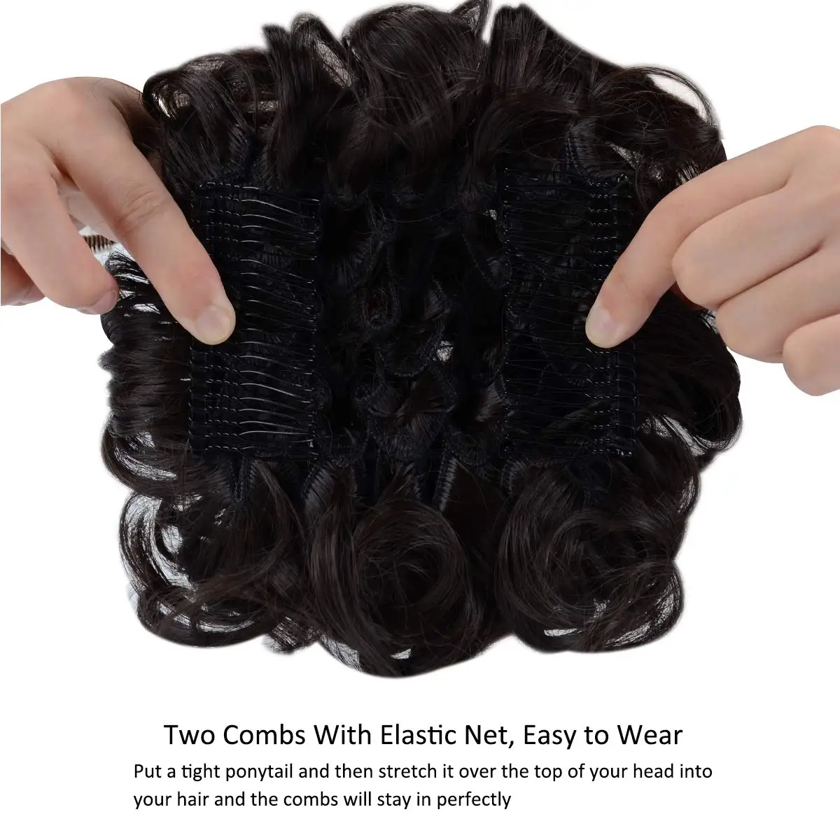 Synthetic Curly Elastic Band Chignon Plastic Comb Clips in Hair Extension Hair Bun Updo Cover Hairpieces Hair Accessories