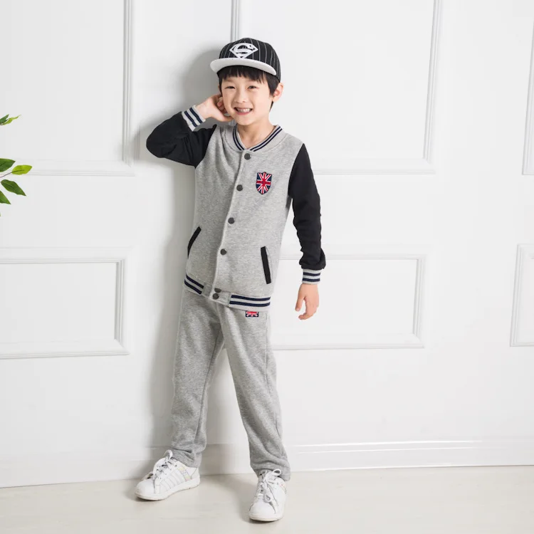 

2019 Spring And Autumn Embroidered Star Shaped Button down Long Sleeve Trousers Children Baseball Set Boys And Girls Suits