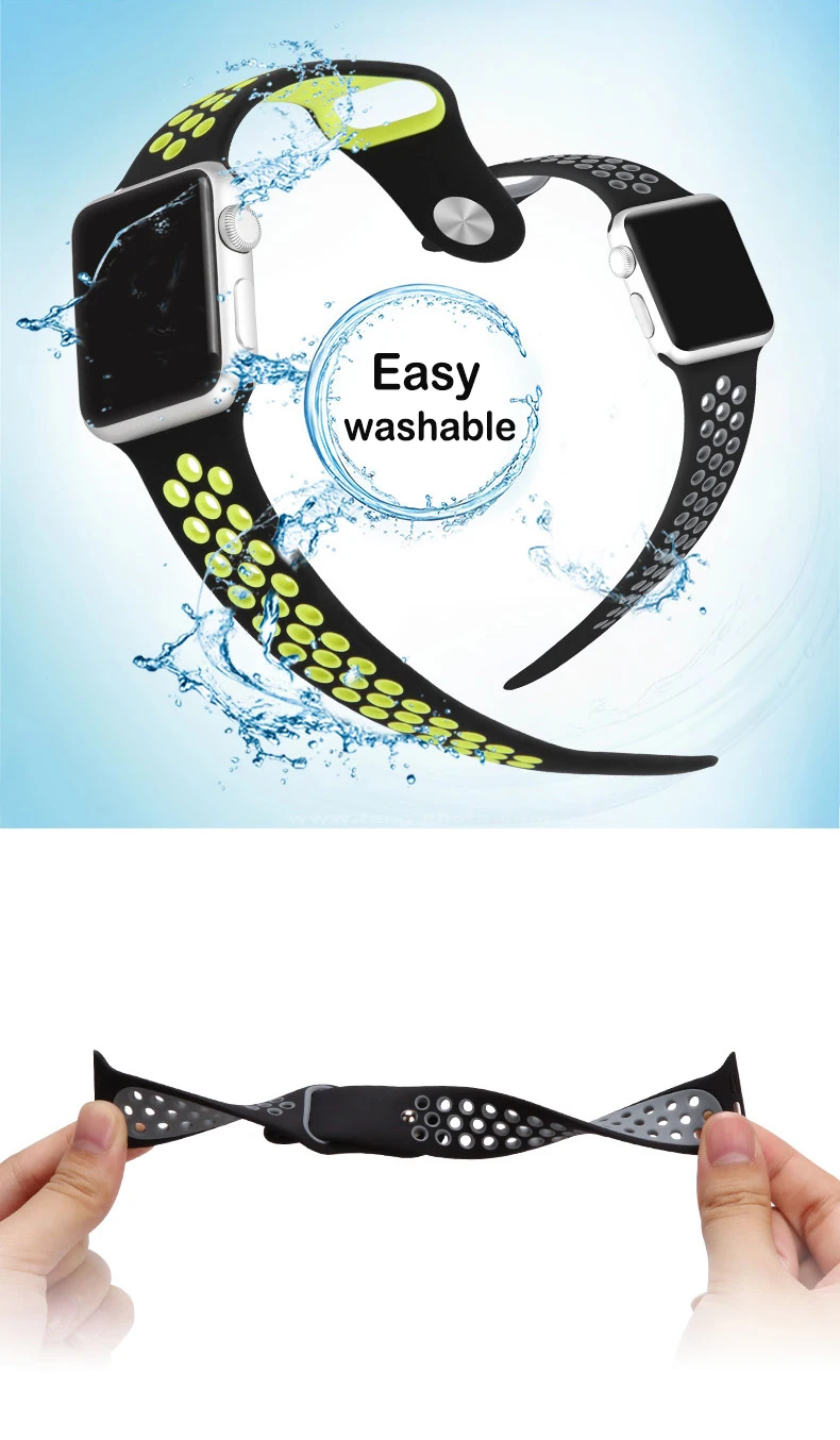 Силиконовый ремешок для Apple watch band 44 мм/40 мм iWatch band 42 мм/38 мм дышащий спортивный браслет ремешок для Apple watch 5 4 3 2
