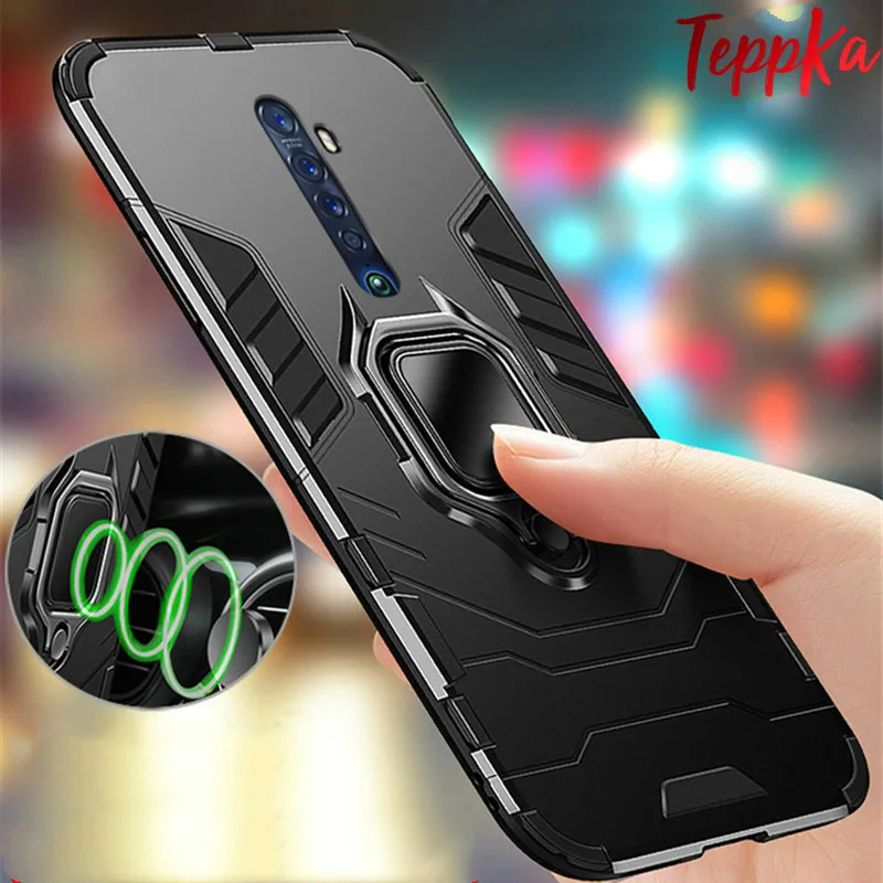 For OPPO Reno Ace 2 2Z 2F Phone Case Armor Shockproof Finger Ring Reno2 F Z Hard PC Soft TPU Hybrid Back Cover | Мобильные телефоны