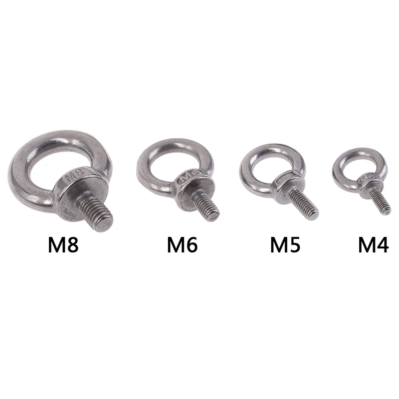 M4 M5 M6 M8 Eye Bolt Stainless Steel Marine Lifting Eye Bolt Ring Screw Loop Hole for Cable Rope Lifting