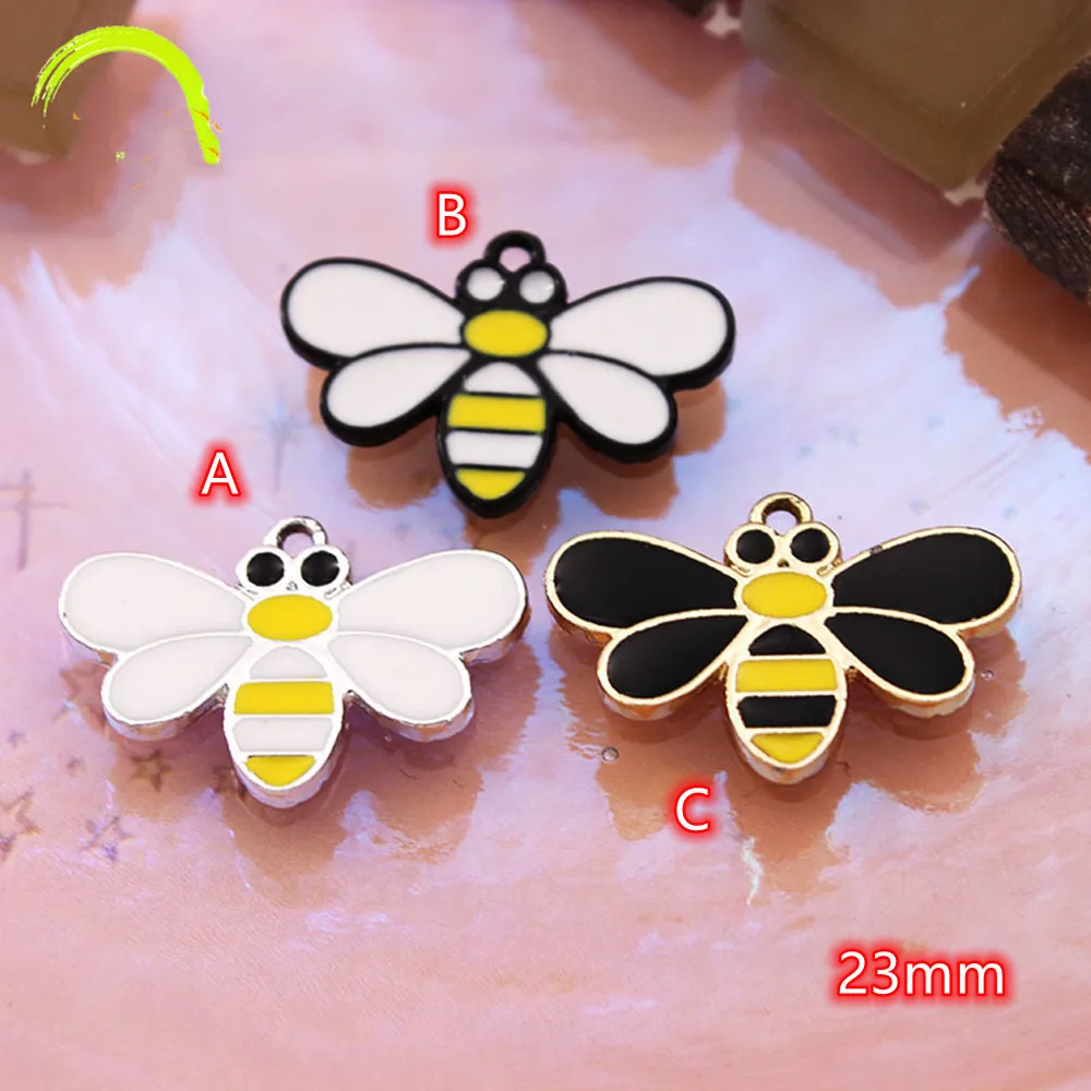 

Yellow Honeybee Charms Pendants 10pcs enamel bee charm for jewelry making cute earring pendant bracelet necklace charm