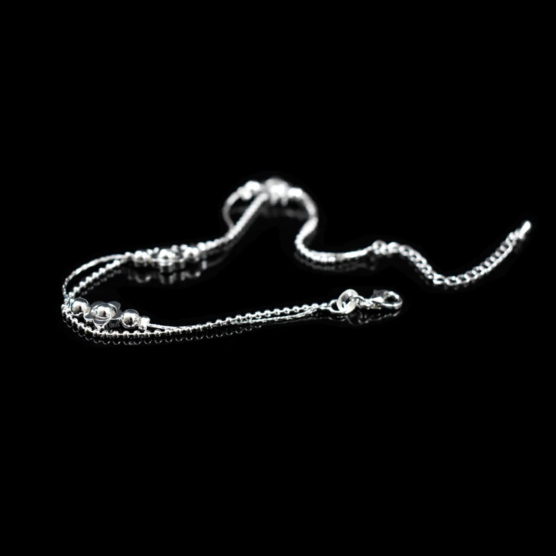 Anklet Bracelets Silver Anklets Ankle Chain New Fashion Plum Blossom Pendant Anklet 925 Sterling Silver Lucky Flower Anklets Women Jewelry Double Layer Foot Chain Bracelets