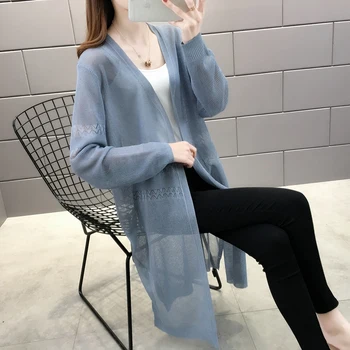 

157062 room, row 4, No.1 Middle] take a real photo of the new medium long pure color ice hemp hollow sun proof shirt 42