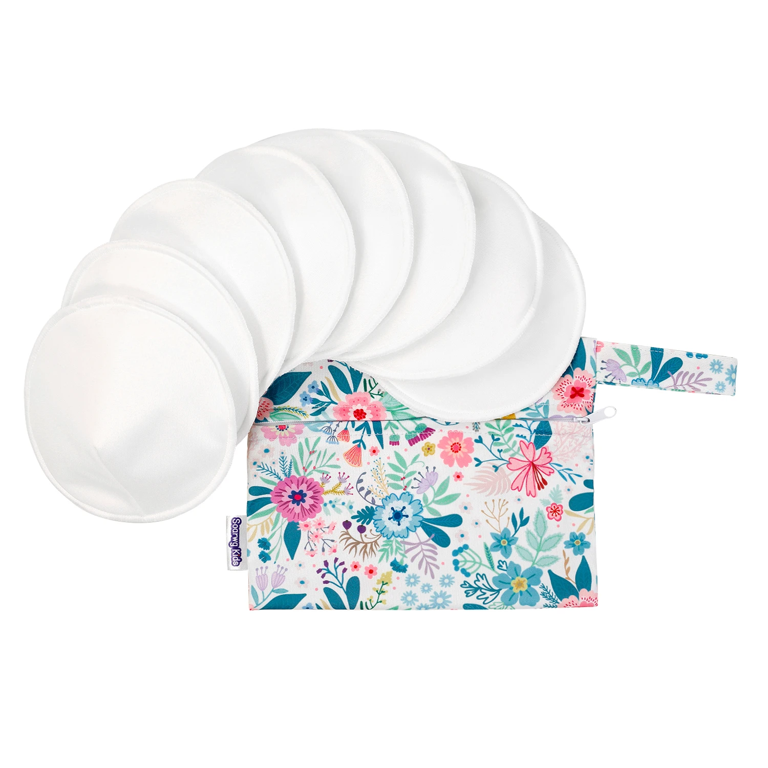 8Pcs Organic Bamboo Nursing Breast Pads Washable Pads + Wash Bag