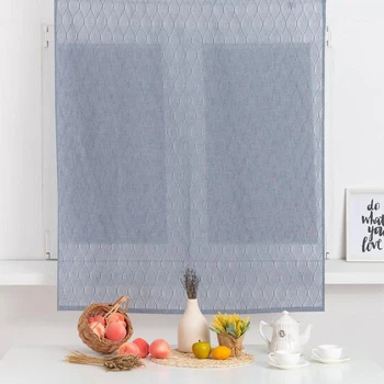 

Curtain drapes Ethel 110x135 cm "Smooth rhombuses" color blue
