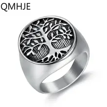 Lucky tree life men anel signet selo de prata titânio aço inoxidável anéis masculinos casamento punk rock hip biker banda mulher dar282(China)
