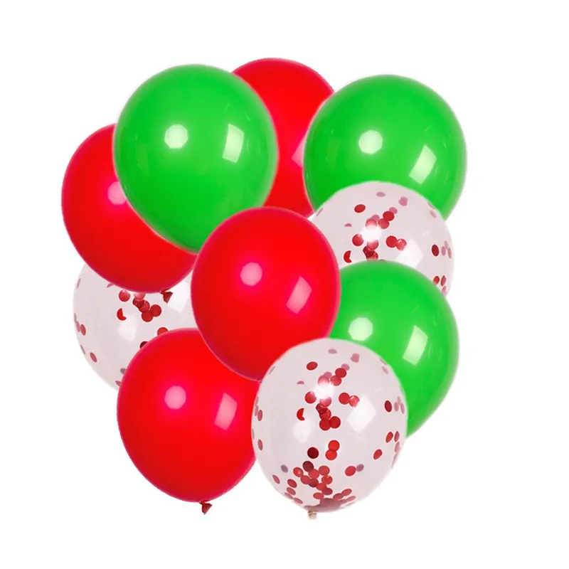 

12 Inch 10Pcs Red Green Confetti Latex Balloons Set, Helium Sequins Balloon For Christmas Wedding Birthday Party Decoration
