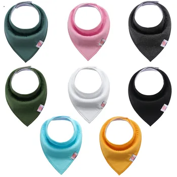 

Baby Saliva Towel 4/8 Pcs Solid Color Double Three angle Towel Cap Hat Earmuffs Children Christmas Headwear Saliva Towel#E25