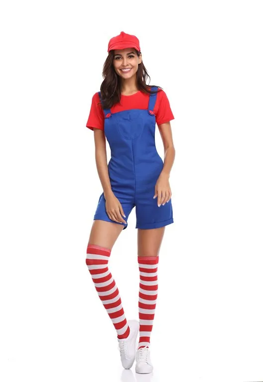 Костюмы на Хэллоуин Забавный костюм супермарио брата Луиджи женский комбинезон