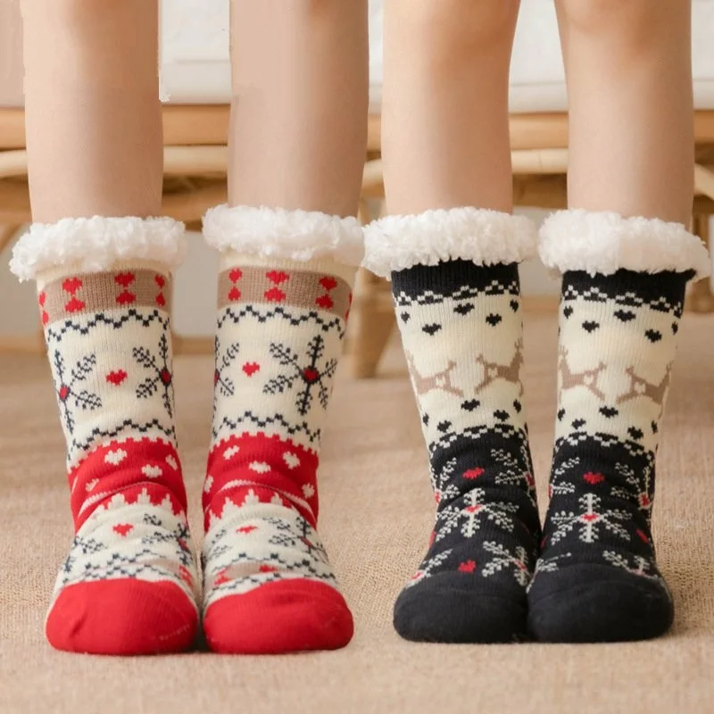 

Christmas Women Socks Autumn Winter Warm Cartoon Pattern Non Slip Silicone Rubber Bottom Lovely Comfortable High Quality Socks