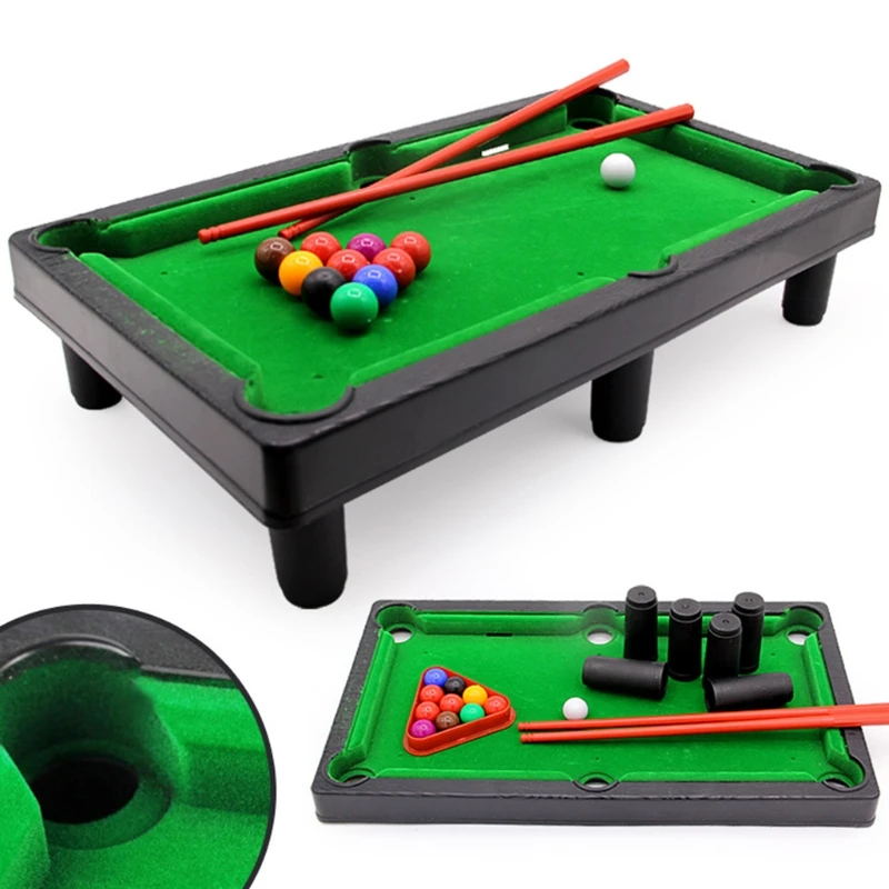 Pool Table Playset 77HC Mini Pool Table Tabletop Desktop Billiards Snooker Game with 2 Sticks & Balls Home Office Desk Stress Relief Games