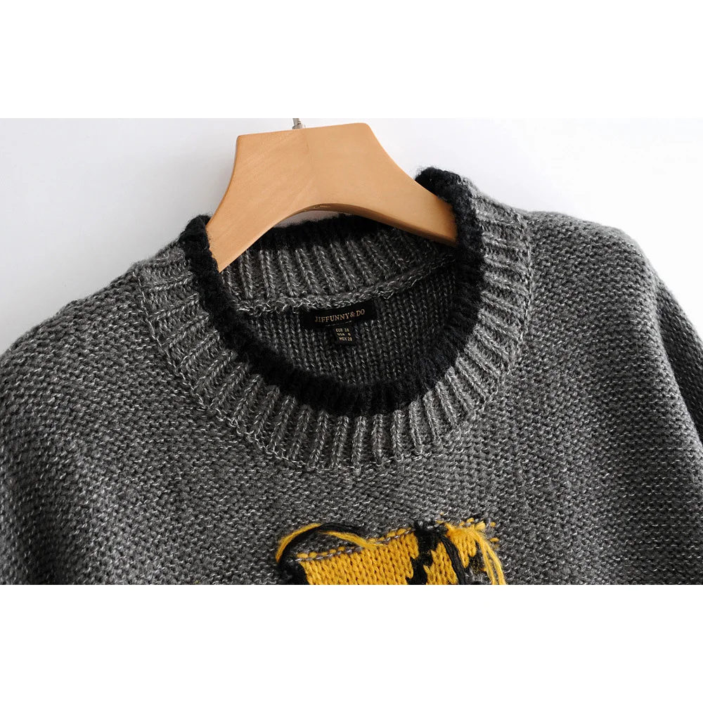 Мода Za chic Snoopy свободный ленивый осенне-зимний свитер джемпер пуловеры для женщин женский зимний базовый джемпер saraing