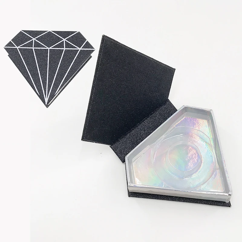 Заказная упаковка пустая Алмазная коробка с поддоном 25 мм норковые ресницы - Цвет: Glitter black