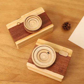 

Creative Wooden Camera Music Box Children's Day Gift Girls Birthday Gift Rotating Shutter Music Box