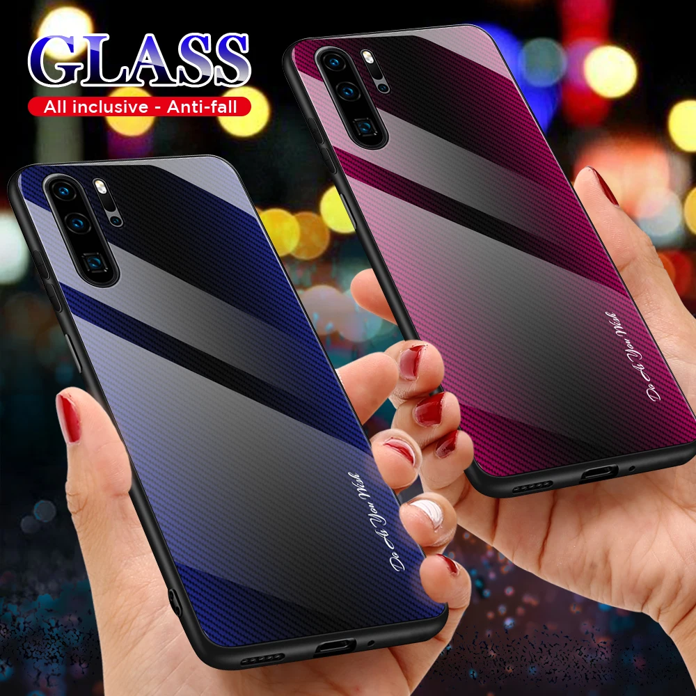 Мужской деловой чехол из закаленного стекла для huawei mate 20 30 Lite P20 P30 Pro P Smart Z, чехол для телефона Honor 10 Lite 20 9X Pro 8X Shell
