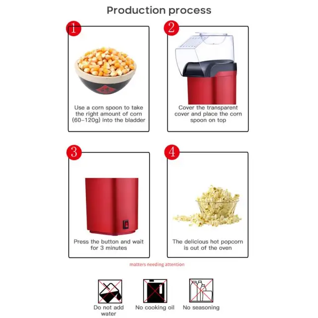 Electric Corn Popcorn Maker Household Automatic Mini Hot Air Popcorn Making  Machine Diy Corn Popper Kitchen Tools Cocina - Specialty Tools - AliExpress